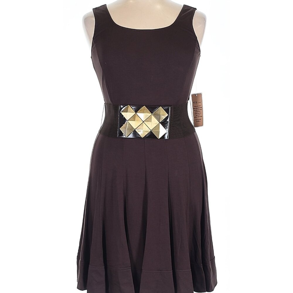 $285 Nue By Shani | NWT Brown Tank Body Shaping Dress With Gold Belt Size 8 10